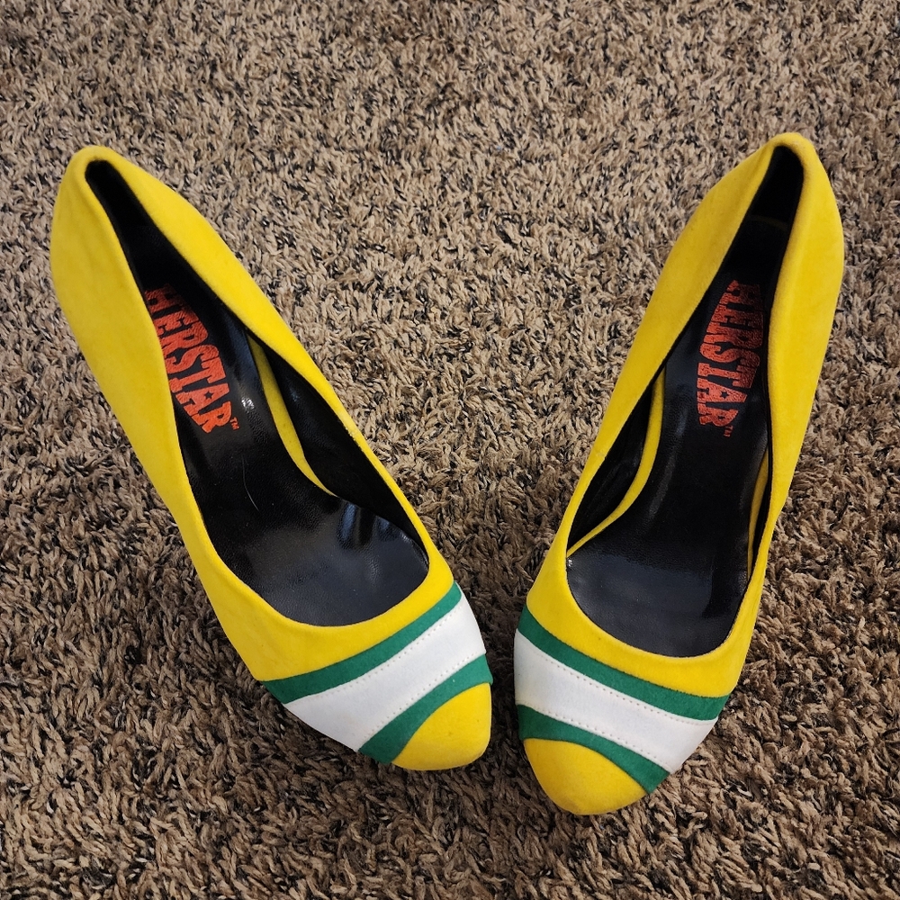Herstar yellow,green and white heels